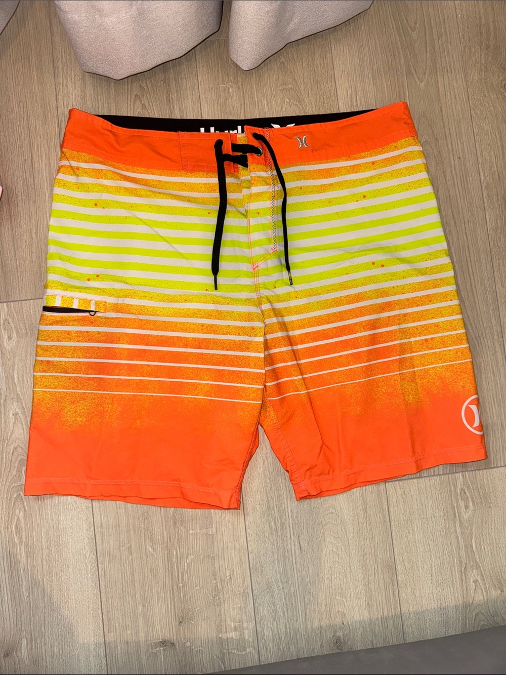 Hurley Orange and Yellow Gradient Stripe Board Shorts